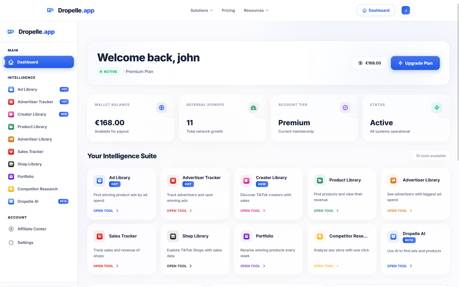 Dropelle Dashboard Interface